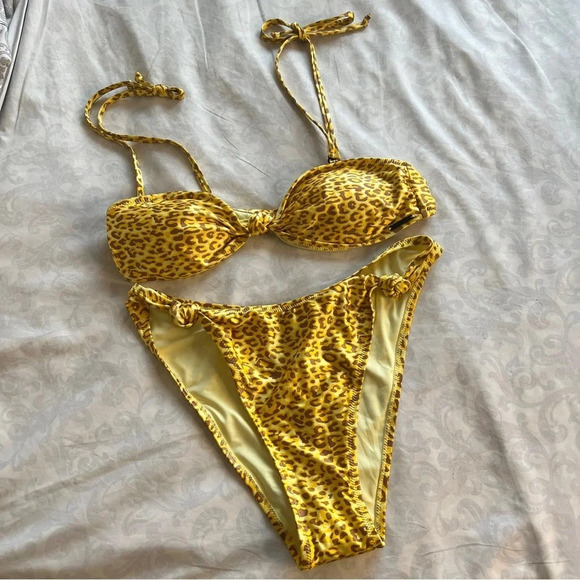 Kendall & Kyle NWT Golden Leopard Print Bikini Size XL - Picture 3 of 11